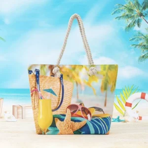 Seaside Beach Bag Single Shoulder Women’s Bag Canvas Fashionable Casual Hand held Short Distance Travel Bag