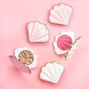 Shell Design Cruelty Free Vegan Blush and Highlighter Palette with Matte Natural Finish and Smooth Non Flying Texture