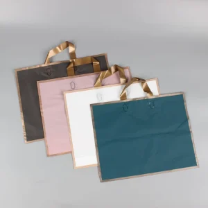 Shopping Bag for Supermarket in Solid Color With Frosted Gold Edge Bag Loop Handle Plastic Bag
