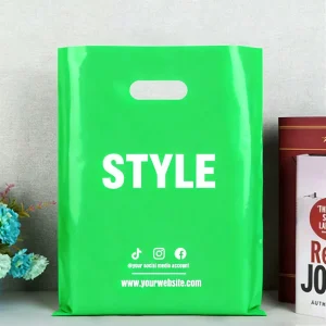 Shopping Bags Custom Shopping Plastic Bag With Logo Recyclable Bag Die Cut Handle Groceries Business Promotion Handbags