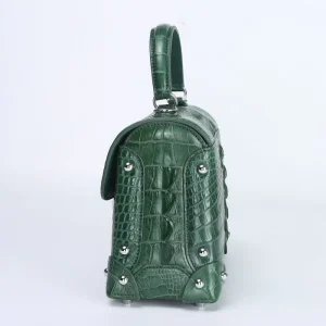 Siamese Crocodile Skin Women’s Genuine Leather Handbag Fashion Trendy Small Square Single Shoulder Crossbody Bag Lock Autumn