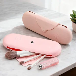 Silicone Makeup Brush Holder Travel Cosmetic Bag Brushes Holder Anti Fall Out Large Travel Makeup Brush Case