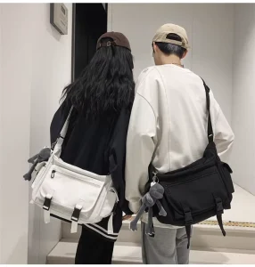 Simple Messenger Bag for Men and Women Ins Japanese Style Large Capacity Function Shoulder Bag Tooling Style College