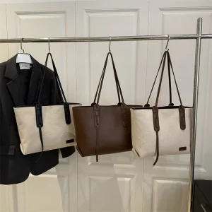 Simple Solid Color Bag Large Capacity Single Shoulder Tote Bag Fashion Handbag for Women