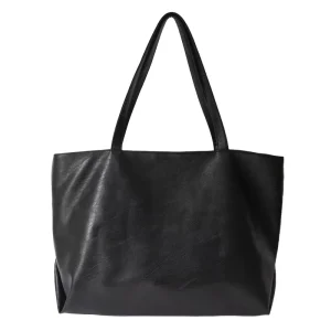 Simple Super Soft PU Leather Portable Tote Bags for Women Big Capacity Shopping Handbag Black Luxury Office Shoulder Bag