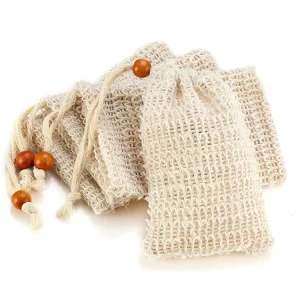 Sisal Mesh Soap Bag Organic Net Saver Exfoliating Bar Mesh Soap Holder Bag