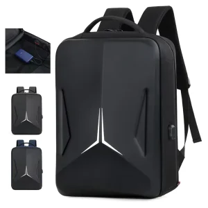Sleek Hard Shell Gaming Laptop Backpack USB Port Waterproof Business Travel Bag fits 15.6 Inch