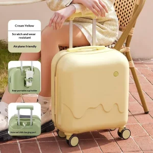 Small 18-inch ABS+PC Hard Shell 4-Wheel Boarding Travel Case with Password Lock