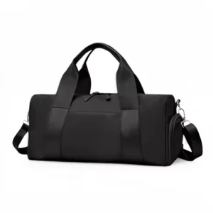 Small Gym Duffle Bag with Wet Pocket and Shoes Compartment Waterproof Black Duffel Bag for Sports