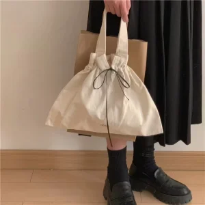 Small MOQ Eco Friendly Reusable Custom Logo Print Drawstring Bag Shopping Tote Bag Canvas Cotton Bag
