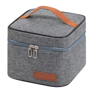 Small Quick Pack Insulation Lunch Bag with Zipper Closure Oxford Cloth Breast Milk Cooler for Mom to Work Eco-friendly Reusable