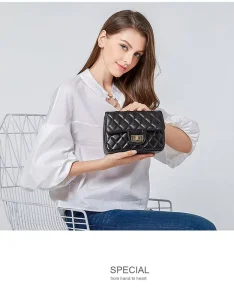 Small Size Diamond Plaid Chain Crossbody Lock Shoulder Bag with Pu Leather and PVC Lining designer handbags