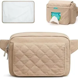 Small Size Nylon Diaper Bag for Baby Girl and Boy Chic Crossbody Messenger Bag with Portable Changing Pad