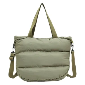 Small Textured Crossbody Shoulder Bag Large Tote Single Strap Soft Waxy Polyester Lining Fashion Style for Winter