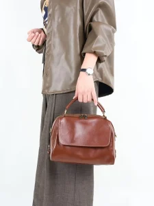 Soft Genuine Leather Vintage Crossbody Shoulder Tote Handbag for Women Retro Fashion Purse Style