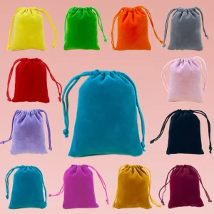 Soft Pink Velvet Pouch for Jewelry Customized Drawstring Velvet Bags Dust Gift Cosmetic Packaging Bag