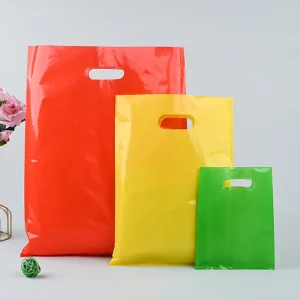 Soft Texture LDPE Tote Bag for Store Merchandise Custom Logo Printed on Die Cut Carrier Premium LDPE Die Cut Bag