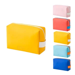 Solid Color Cosmetic Bag PU Portable Large Capacity Storage Bag Travel Hand Mini Toiletry Bag