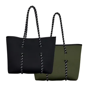 Solid Color Durable Small Size Neoprene Tote Bag for Travel Gym and Shipping