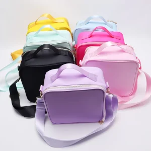 Solid Color Water resistant Nylon Food Package Tote Portable Handle Strap Lunch Box Bag Students Lunch Bags Lunch Bag for Kids