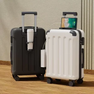 Solid Durable ABS Trolley Case 20 inch 24 inch Unisex High Value Student Universal Wheel Travel Bag USB Interface