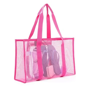 Solid Mesh Beach Tote Durable Polyester Mesh Sand Filter Bag for Beach Essentials Daily Use