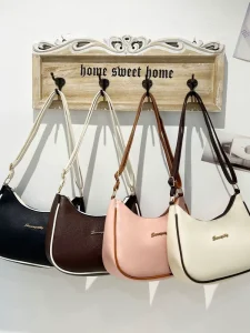 Sophisticated Color Contrast Premium Fashion Women’s Crossbody Bag with Single Strap ZIP Closure Elegant PU Handbag