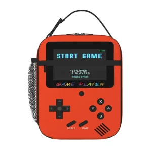 Source Factory Eco Friendly Portable Retro Handheld Game Console Print Insulated Lunch Bag Nostalgic Gamer Thermal Tote Boys