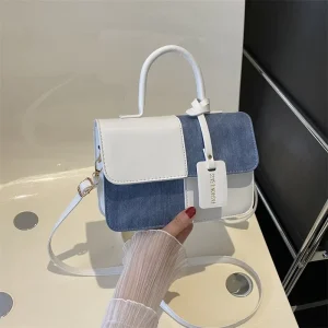 Splice Shoulder Bags Fashion Pu Leather Ladies Handbags Square Underarm Crossbody Zipper Closure Block
