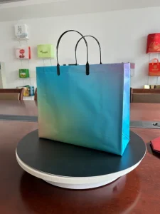 Spot Macaron Gradient Gravure Printed Semi Transparent Sturdy Durable Shiny Plastic Tote Bag for Supermarket Use Customizable
