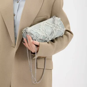 Spring Cross border New Fashion Single shoulder Crossbody Bag Rhombus Pattern PU Leather Zipper High quality Texture Denim