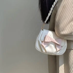 Spring Fresh Sweet Cute Butterfly Print Small PU Crossbody Bag Magnetic Closure Trendy Pleated Cloud Shaped Women’s Bag
