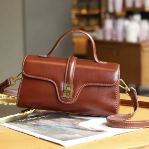 Spring New Genuine Leather Crossbody Handbag Two Straps Lock Closure Small Size Casual Women’s Shoulder Bag