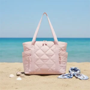 Spring Summer Women Tote Bag Quilted Nylon Zipper Closure Polyester Lining Waterproof Work Travel Gift Fashion Organizer