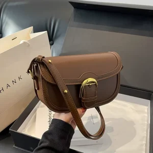 Spring and Summer Bestseller High-end Stylish Saddle Bag Textured Crossbody Bag Korean-style Niche Shoulder Bag