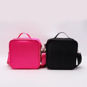 Stock Low MOQ Portable Cute Pink School Lunch Bag Custom Logo Waterproof Solid Color Kids Insulated Lunch Bag