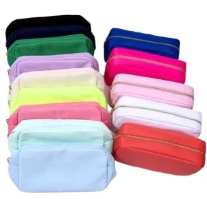 Stock Women Makeup Bag Nylon Cosmetic Pouch Toiletry Bag with Letter Patches Colorful Cosmetic Pouches