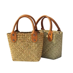 Straw Bag Handwoven Niche Design Womens Tote Stylish Elegant Street Fashion Small Handbag Seaside Vacation Beach Bag Hard Grass