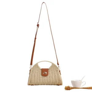 Straw Clutch Handbag Women Straw Crossbody Bag Wallet Summer Beach Bag