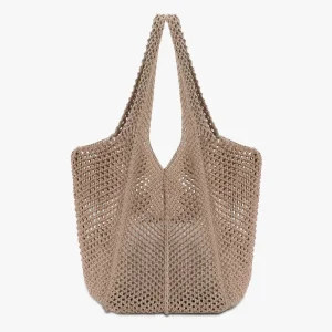 Straw Portable Knitted Shoulder Shopping Women Tote Bag Woven Crochet Hand Beach Hollow Out Mesh Women’s Tote Bag for Beach