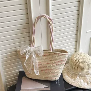 Straw Tote Bag Woven Shoulder Bag for Beach Travel