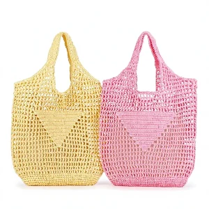 Straw Two Handles Solid Color Large Capacity Hand Hook Woven Women’s Mori Shoulder Bag Holiday Beach Bag
