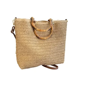 Straw Women’s Large-Capacity Crossbody Bag ZIP Closure Single Strap Hand-Woven Summer Seaside Vacation Style