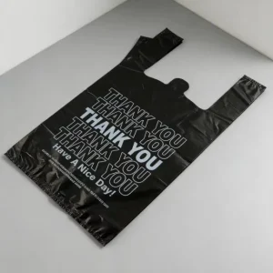 Sturdy Black Plastic Shopping Bags with Strong Load Bearing for Supermarket Grocery Black Plastic Vest Bag