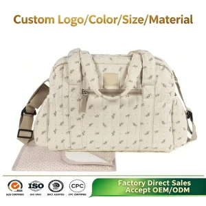Stylish Quilted Diaper Bag for Women Baby Essentials Travel Tote With Changing Pad Mommy Shoulder Handbag
