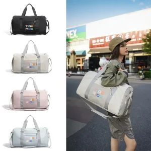 Stylish Waterproof Dry Wet Separation Weekender Duffel Bag with Shoes Compartment Women Men Overnight Travel Gym Sports Bag