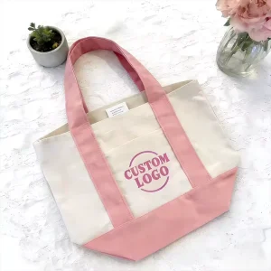 Summer Boat Mini Tote Bag Canvas Tote Bags Mini Cotton Shopping Bag With Zipper Pocket for Holiday Travel