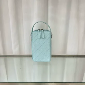 Summer Cowhide Woven Mini Zipper Closure Phone Bag Simple Niche Hand Held Red Envelope Single Shoulder Crossbody Bag