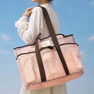 Summer Fashion Large Capacity Women Mesh Beach Bag Shoulder Tote Bag for Camping Sea