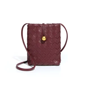 Summer Fashion Lightweight Vertical Phone Bag Practical Versatile Shoulder Crossbody Bag Casual Solid Color Handwoven Polyester